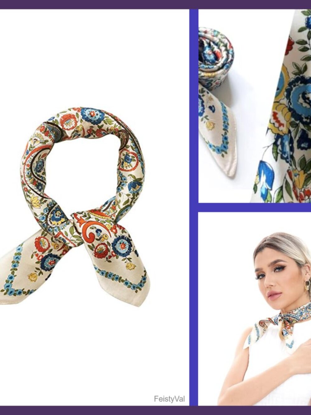 100% Mulberry Silk Scarf Women Small Square 21x21 Neckerchief